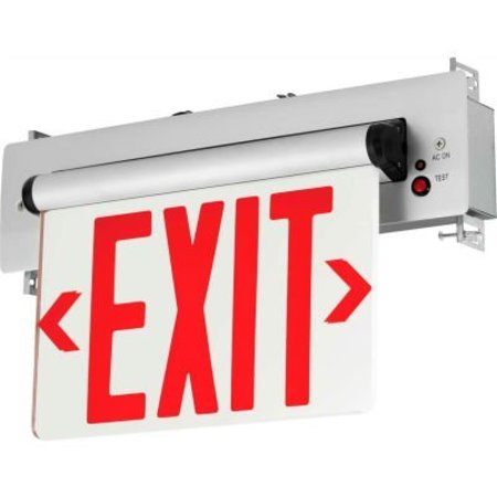 HUBBELL LIGHTING Hubbell LED Edge-Lit Exit, Single-Face, Red Letters, Recessed Mount, w/ Battery Back-up CELR1RNE